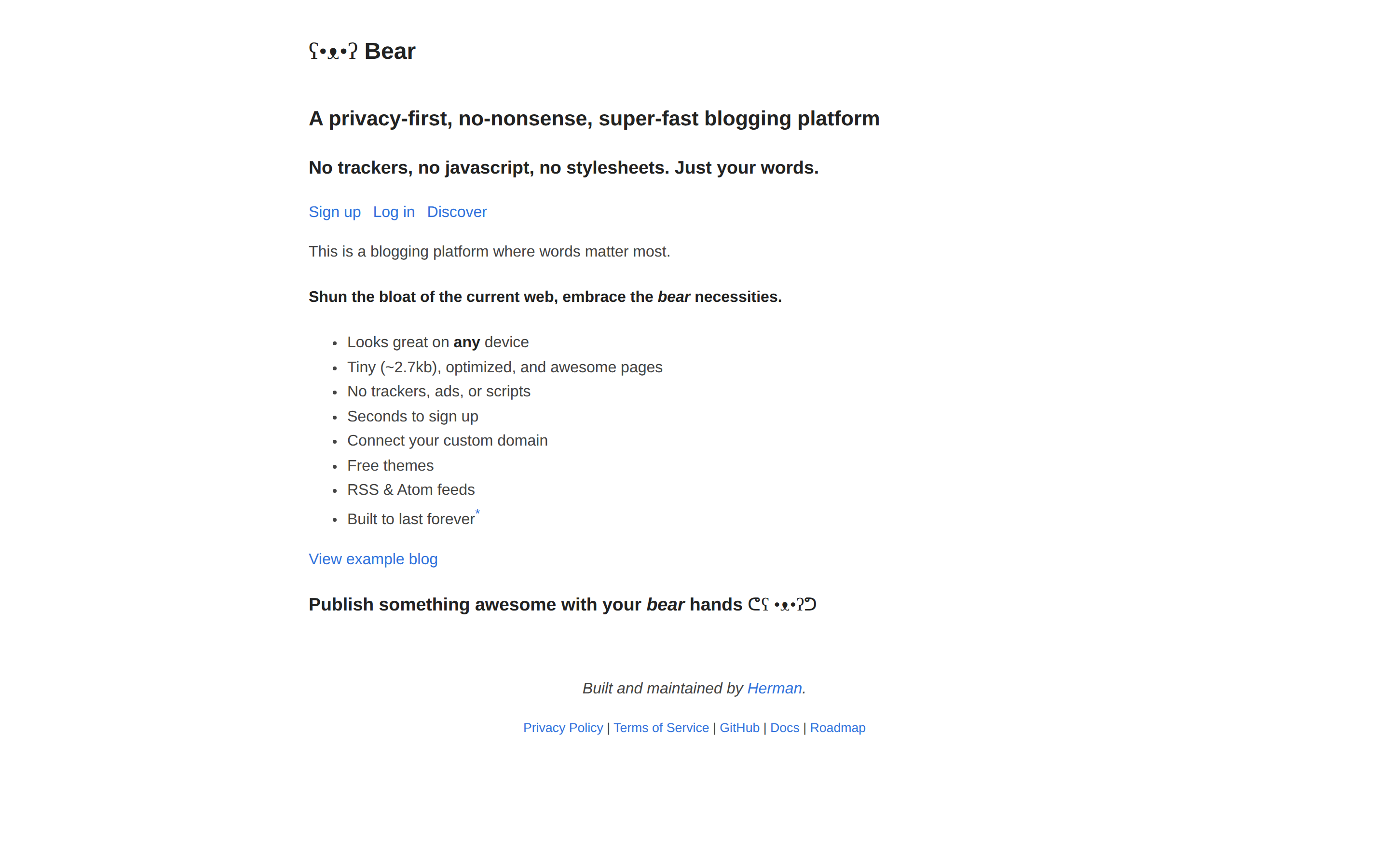 bearblog.dev desktop