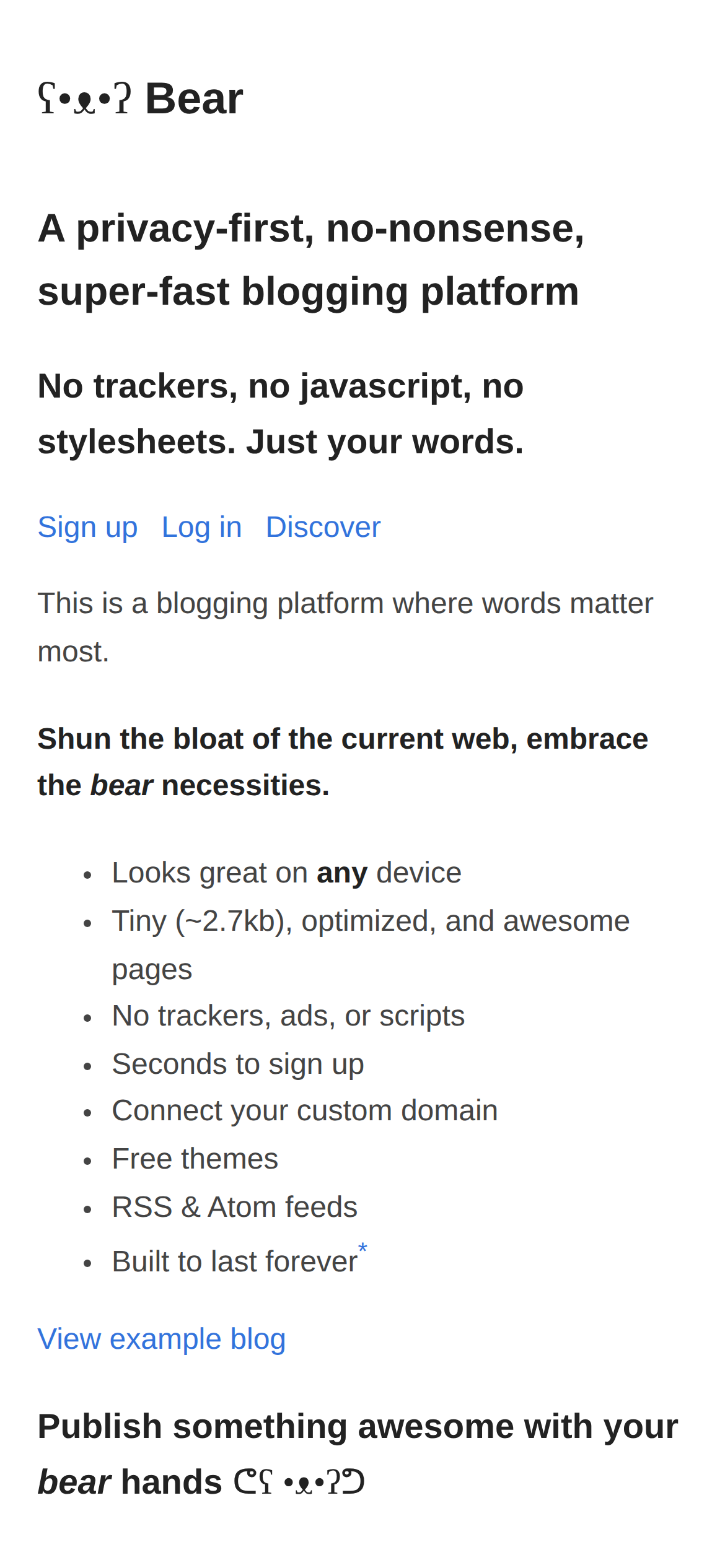 bearblog.dev mobile