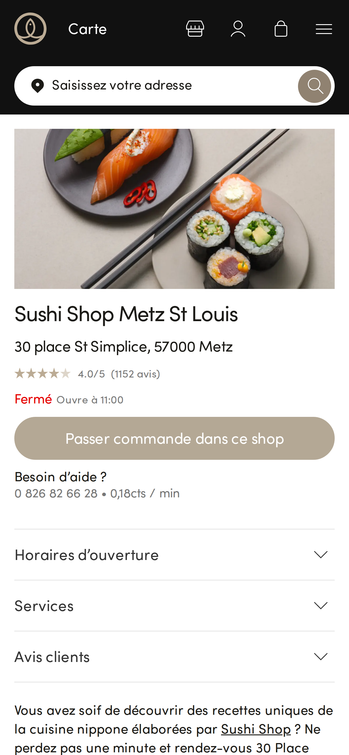 sushishop.fr mobile